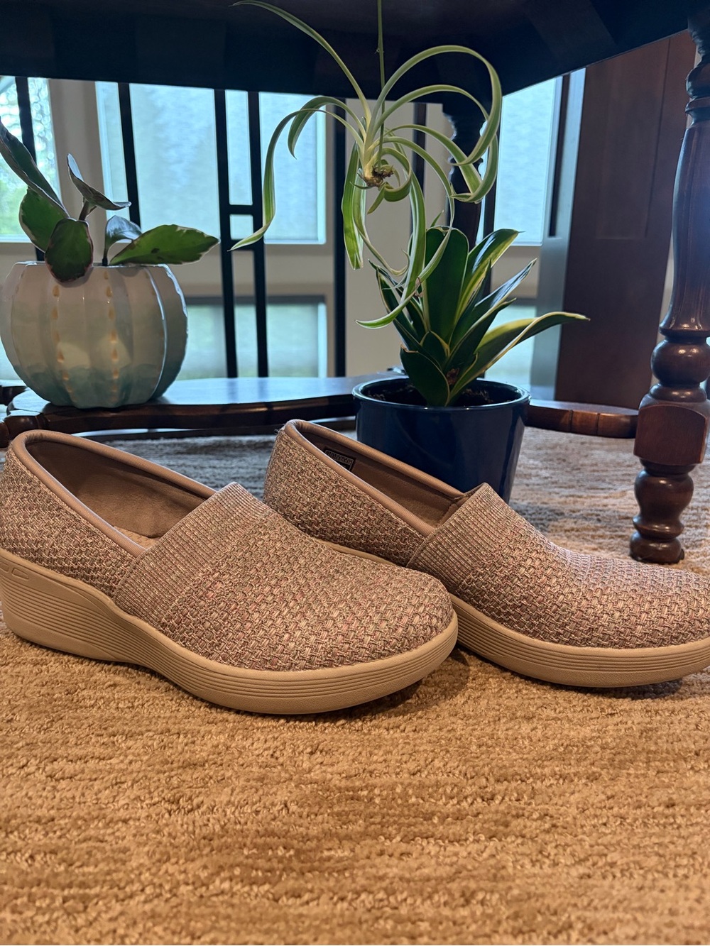 Skechers Women’s Slip-On Knit Mules in Blush Beige